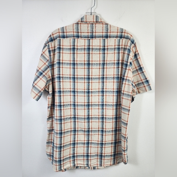 J. Crew Men's Blue Red Plaid Short Sleeve Shirt Button Front, sz LG - Picture 13 of 16